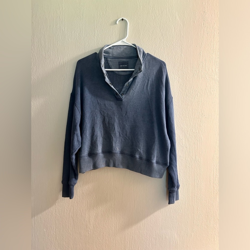 american eagle quarter snap cropped sweatshirt